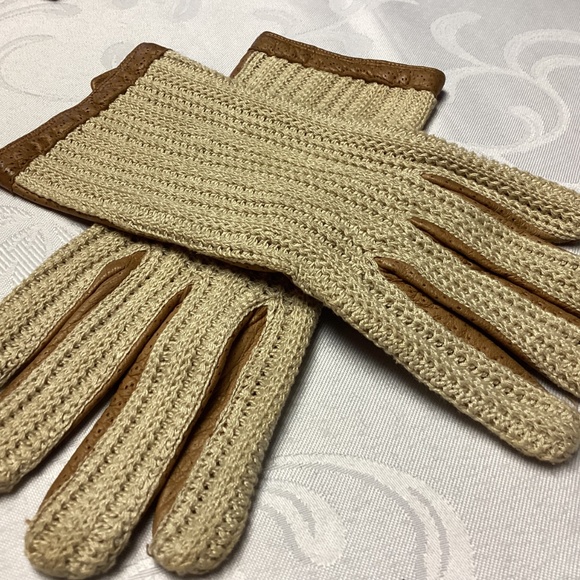 Ladies, gloves, crochet, and real leather vintage see description below - Picture 3 of 6